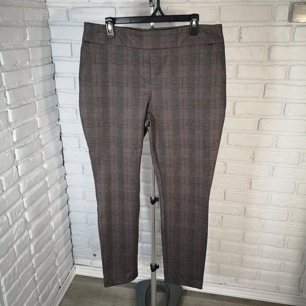 Dalia Ladies Size 14 Pull On Style Tummy Control Panel Narrow Legs Plaid Pants